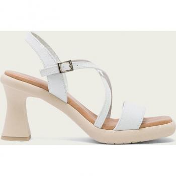 Sandalias de tacón alto de piel para mujer Porronet modelo Karen en color blanco, altura del tacón: 8 cm