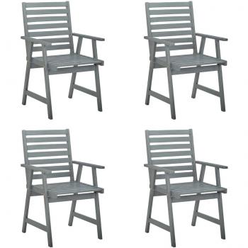 Set de Sillas de Comedor de Exterior de Madera Maciza de Acacia Color Marrón/Gris - Disponible en 2/3/4/6/8 unidades