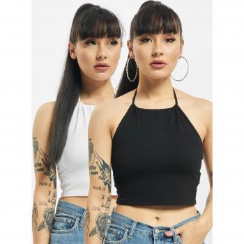 Urban Classics Women's Cropped Neckholder Top 2-Pack Black/White