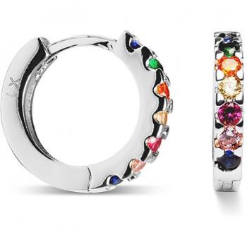 Pendientes Leofcar Trendcon de Luxenter en plata de ley 925 con baño de rodio y circonitas multicolor