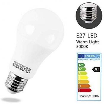 Aigostar - Bombillas LED E27 15W, 1200 lumen, Luz calida 3000K, Ángulo 280°, A60 no regulable - 5 unidades