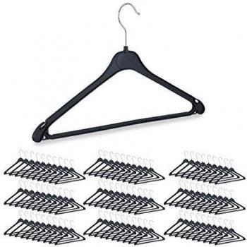 Set de 90 perchas de plástico con gancho giratorio para camisas, blusas y pantalones, color negro