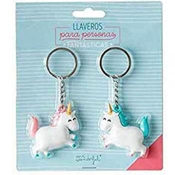 Mr. Wonderful Set de 2 llaveros Unicornio para Personas fantásticas, Multicolor, 6x7 cm