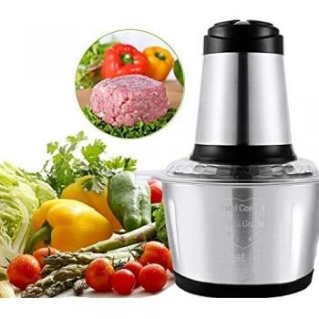 Oxford Street Picadora Eléctrica de Alimentos 300W,Picadora de Carne Motor Fuerte 2 litros,Picadora Batidora Eléctrica de Cocina 4 Cuchillas,2 Niveles de Velocidad para Verduras,Carne,Especias