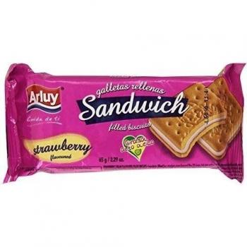 Arluy - Sandwich - Galletas rellenas con crema sabor a fresa - 65 g