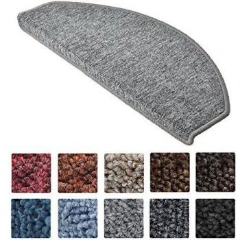 Alfombras Antideslizantes Semicirculares para Escaleras - Set de 15 Unidades Gris Claro (55 x 15 cm) - Beautissu
