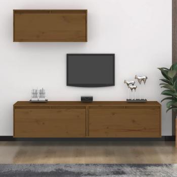 Mueble de TV 3 piezas madera maciza de pino marrón miel vidaXL