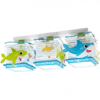 Plafón de techo infantil Little Shark 3 luces