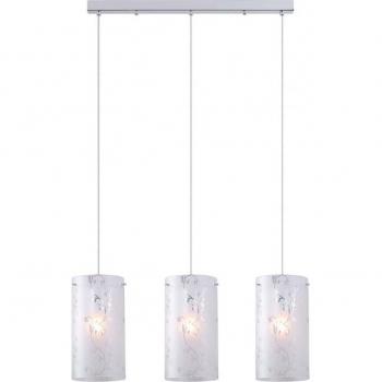 Lámpara colgante moderna Rico en cromo con 3 luces y pantalla de tela, E27
