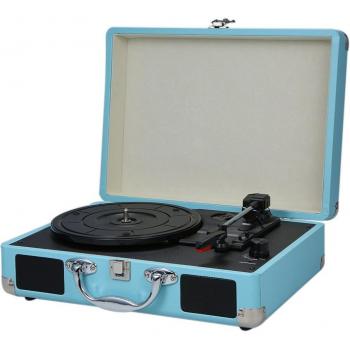 Tocadiscos portátil vintage con altavoces y sonido estéreo para discos de 180/200/300mm