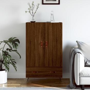 Aparador alto de madera de ingeniería en color roble marrón, dimensiones 69,5x31x115 cm, mueble de almacenaje para salón, buffet y armario auxiliar
