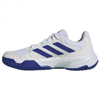 Adidas Zapatillas Courtjam Control 3 para Hombre, tipo tenis, color blanco con azul y detalles en Semi Flash Aqua, modelo FTWR White/Lucid Blue/Semi Flash Aqua, talla 48 EU