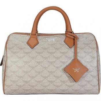 MCM Ella Medium Beige Satchel Bag for Women