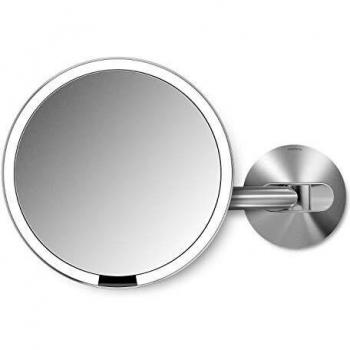 simplehuman conectado a la corriente eléctrica de acero inoxidable con soporte de pared con esquí 5X aumento, plateado
