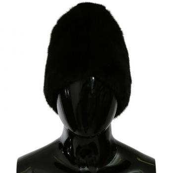 Black Silk Mink Fur Women Beanie Hat - Elegant Black Silk Beanie, Chic Autumn/Winter Accessory, Size 56 cm | XS