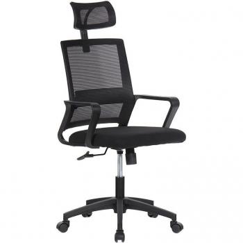 Silla de Oficina Ergonómica Negra con Respaldo en Malla de Nylon