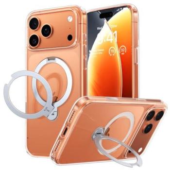 Funda Torras Ostand Spin Series para iPhone 17 Pro Max - Transparente, Compatible con MagSafe, Soporte Magnético Giratorio 360°