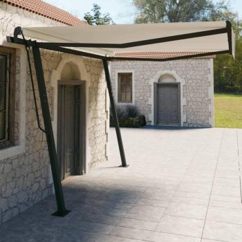 Protector solar retráctil manual con postes 4x3 m crema