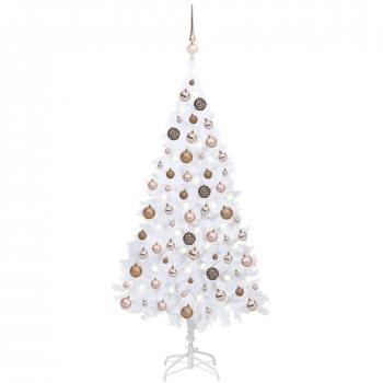 vidaXL Artificial Pre-lit Christmas Tree with Ball Set White 150 cm PVC