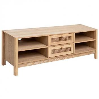 Mueble de Televisión Arty en Madera y Mimbre Beige con 2 Cajones de Atmosphera
