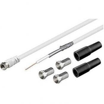 Kit de Conexión SAT 100dB, 30m, 4 F-Conectores, 2 Protectores Impermeables