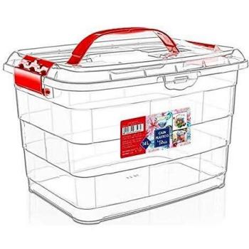 CONFORTIME Caja Plástico Transparente Tetris, 14 l, Multicolor, Talla Unica