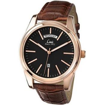 Limit Men's Quartz Watch with Black Dial Analogue Display and Brown PU Strap 5484.01