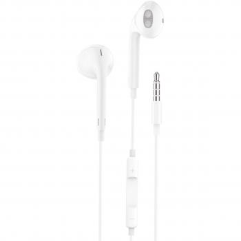 Tech One Tech earTECH TEC1001 Auriculares Intraurales con Micrófono, Conector Mini-Jack 3.5mm, Asistente de Voz, Cable de 1.20m - Color Blanco