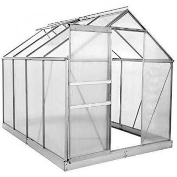 Invernadero de aluminio con paneles de 4 mm y marco de cimentación - Zelsius, dimensiones 250 x 190 cm, versátil para cultivo