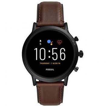 Fossil Smartwatch Pantalla Táctil para Hombre de Connected con Correa en Piel FTW4026, Cuero Marrón Oscuro