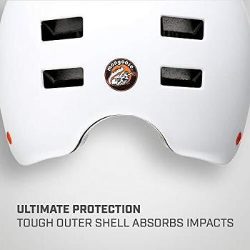 Casco Urbano Mongoose - Carcasa Dura - Para Patinete, BMX, Ciclismo y Monopatín - Desde 8 Años - Blanco/Naranja, Talla Mediana (56-59 cm)