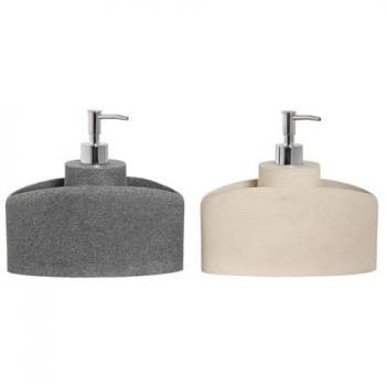 Dispensador de Jabón Home ESPRIT Beige Gris Resina 21 x 9 x 18 cm (2 Unidades)