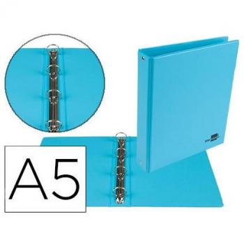 Carpeta de 4 anillas 25 mm redondas liderpapel A5 cartón forrado PVC azul
