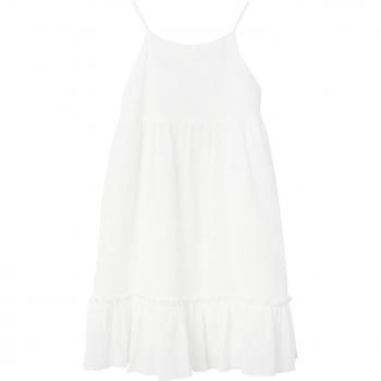 NAME IT Girl's Fimia Sleeveless Dress in Jet Stream, Summer, White, 6 Years