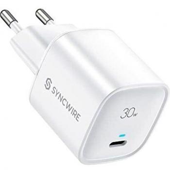 Syncwire Cargador 30W USB C, Ultra rápida Entrega de energía PD 3.0 PPS, Tipo C Cargador para iPhone 13 12 11 Pro MAX Google Pixel 6 Xiaomi Galaxy S21 S20 iPad MacBook Air