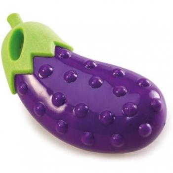 Sounding Eggplant Dog Toy - 14 cm, Chewable, Promotes Tartar Removal