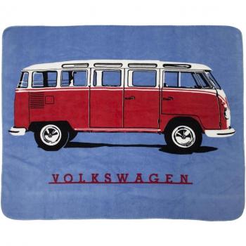 Producto oficial Diseño de caravana Volkswagen Loud Designs escarabajos manta para cama de matrimonio King Of The Road, 100% poliéster, azul, 130 x 150 cm