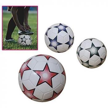 Junatoys-32908 Balón fútbol cuero pentagonal estrellas, Multicolor
