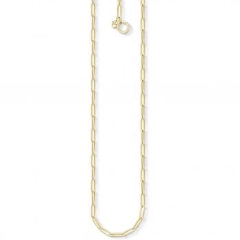THOMAS SABO Gold Plated Sterling Silver Charm Club Charm Necklace - Women's Necklaces, Gold Paper Clip Style, Size 45 cm, Oval Link Chain X0254-413-39
