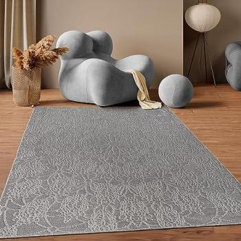Alfombra Vintage Oriental Antracita 200x280 cm, Lavable, In- y Outdoor, Efecto Alto-Bajo, 4 mm de Altura