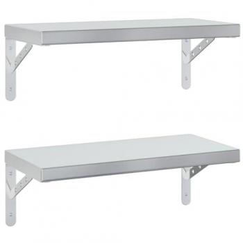 Estantes de pared 2 piezas de acero inoxidable plateado 50x23,5 cm