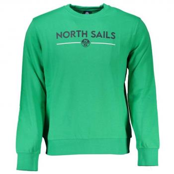 North Sails Brushed Logo Print Green Cotton Sweatshirt - Size L