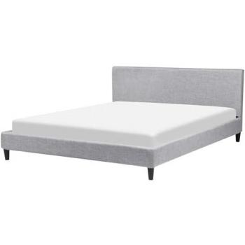 Cama tapizada en tela gris claro 180 x 200 cm con marco de listones estilo contemporáneo Fitou