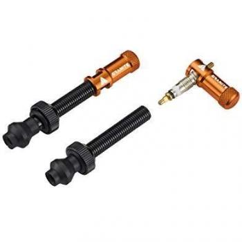 Válvulas Tubeless Nipple Juicy Granito Naranja - 48mm con Herramienta de Extracción y Tapas de Válvula