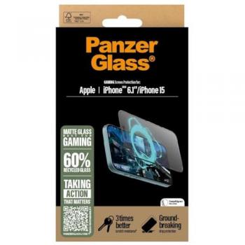 Protector de Pantalla Gaming Ultra-Wide Fit PanzerGlass para iPhone 15/16 - Cristal Templado, Resistente a Rayones y Golpes, con Aplicador