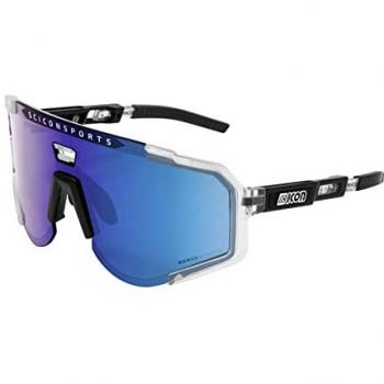 Gafas de Sol Polarizadas Scicon Aeroscope Crystal Negro con Lente Multiespejada Azul CAT3
