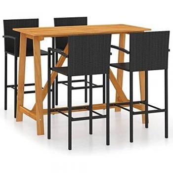 vidaXL 5 Piece Garden Bar Set Black