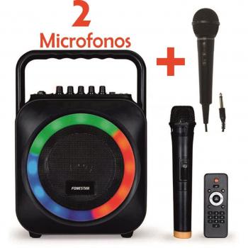 KARAOKE PORTATIL CON MICROFONO USB/SD/MP3 BOX-35LE CON 1 MICROFONO INALAMBRICO + MICROFONO DE MANO CON CABLE FDM-281