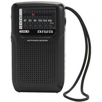 Radio Portátil Analógica Aiwa RS-33 con Altavoz Integrado, Color Negro