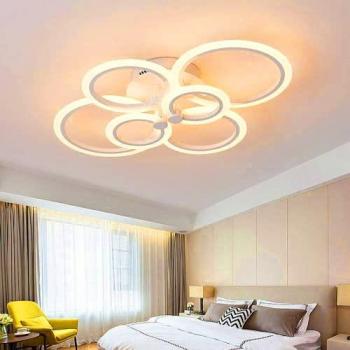 Plafoniera Decorativa LED Moderna 51W Círculos Blancos 230V 3000K para Dormitorio y Oficina